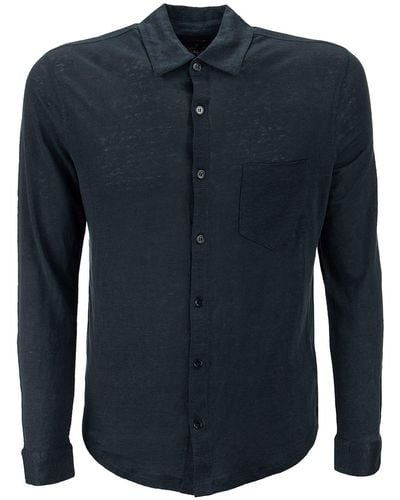 Majestic Linen Shirt With Long Sleeves - Blue