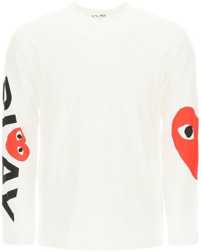 COMME DES GARÇONS PLAY Comme des Garcons Logo Print Long Sleeve T -Shirt spielen - Weiß