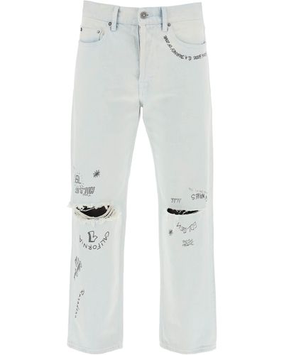 Golden Goose "distressed Washed Denim Jeans With A - Gray