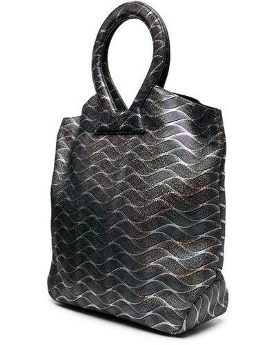 LUAR Brooke Iridescent Leather Tote Bag - Black
