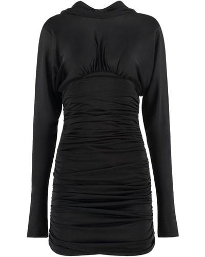 Saint Laurent Cowl Back Mini Vestido - Negro