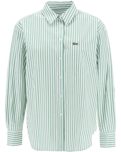 Lacoste Gestreept Popeline Overhemd - Groen