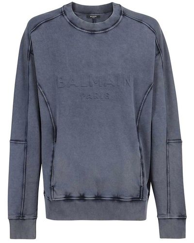 Balmain Sweat Logo - Bleu