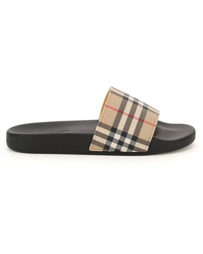 Burberry Tartan Rubber Slides - Multicolor