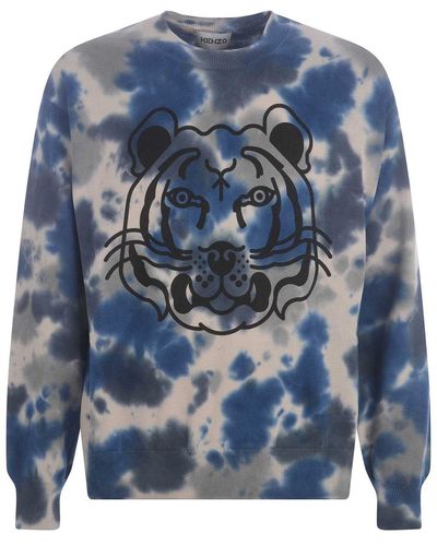KENZO Cotton Printed Sweater - Blue