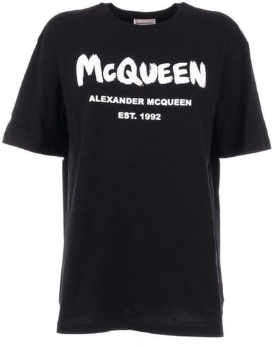 Alexander McQueen Camiseta extragrande de algodón de - Negro