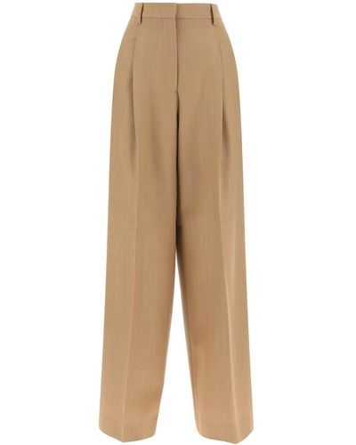 Burberry 'madge' Wool Pants With Darts - Natural