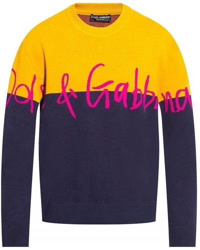 Dolce & Gabbana Dolce Gabbana Logo Sweater - Geel