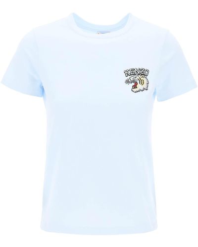 KENZO Crew Neck T -shirt Met Borduurwerk - Blauw