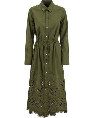 Polo Ralph Lauren Besticktes Hemdblusenkleid aus Baumwolle - Grün