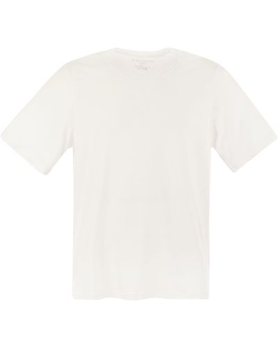 Majestic T-shirt à manches courtes majestueuses en lyocell et en coton - Blanc