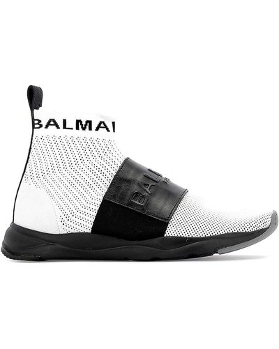 Balmain Zapatillas tipo calcetín de tela con logo - Negro