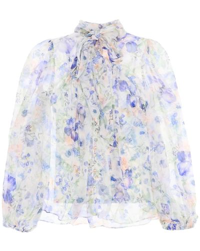 Zimmermann "floral Nature Blouse Met Puff - Wit