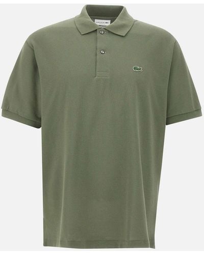 Lacoste Grünes Piquet-Baumwoll-Poloshirt