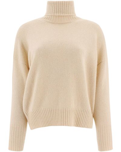 Peserico Turtleneck With Rhinestones - Natural