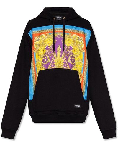 Versace Sudadera de parche con capucha - Negro