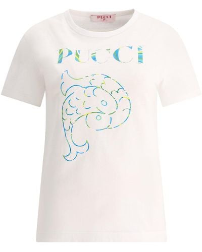 Emilio Pucci T -shirt Met Logo - Wit