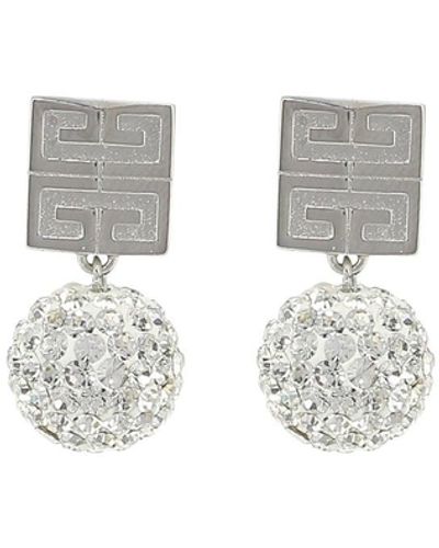 Givenchy 4 G Pendientes en metal con cristales - Blanco