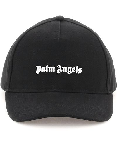 Palm Angels Cappello Da Baseball Nero Con Logo Bianco Fronte e Retro