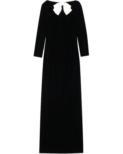 Saint Laurent Robe longue en velours - Noir