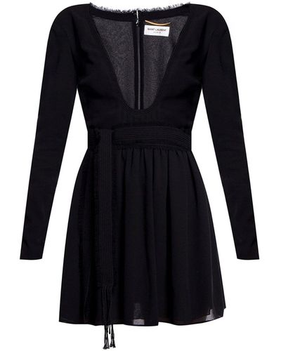 Saint Laurent Kleid mit langen Ärmeln - Schwarz