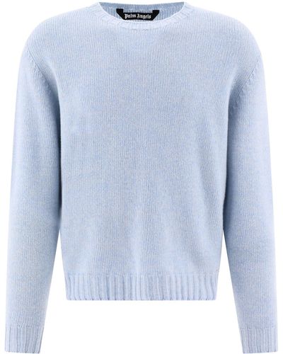 Palm Angels "Curved Logo" Sweater - Blue