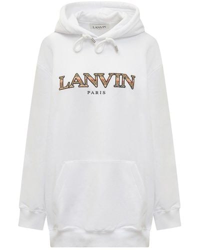 Lanvin Felpa con cappuccio con logo oversize - Bianco