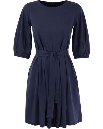 Weekend by Maxmara Jumbo Cotton Poplin Abito - Blu