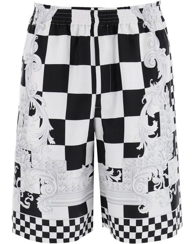 Versace Bedruckte Seiden -Bermuda -Shorts Set - Schwarz