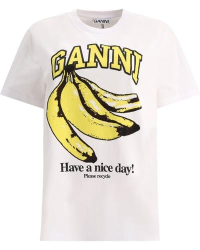 Ganni "Banana" T -Shirt - Weiß