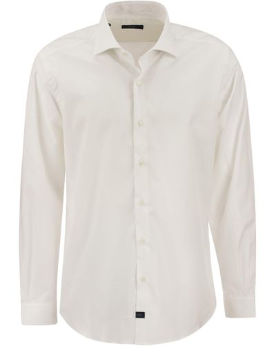 Fay Stretch French Collar Shirt - Blanc
