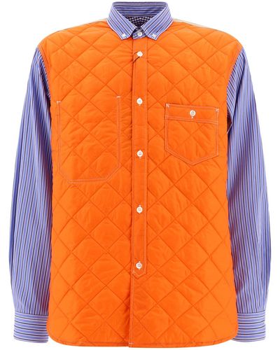 Junya Watanabe N gestreiftes Baumwoll- und Nylon Ripstop -Hemd - Orange