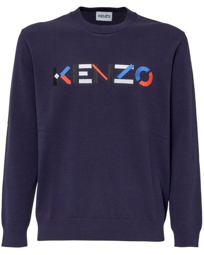 KENZO Cotton Logo Sweater - Blauw