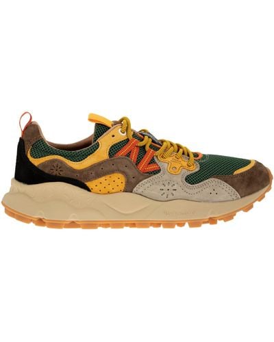 Flower Mountain Yamano 3 Sneakers In Suede And Technical Fabric - Multicolor