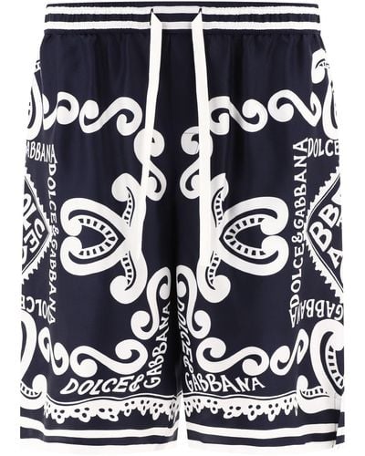 Dolce & Gabbana Seidenshorts mit Yachthafendruck - Blau