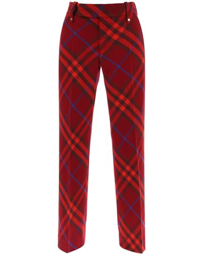 Burberry Pantalon de laine à carreaux - Rouge