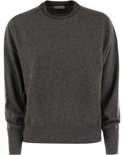Brunello Cucinelli Cashmere Sweater Met Ketting - Grijs