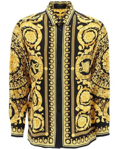 Versace Printed Long-sleeve Silk Shirt - Yellow
