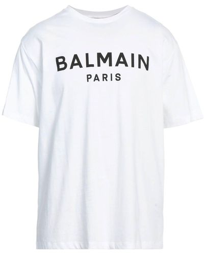 Balmain Cotton Logo T -shirt - Wit