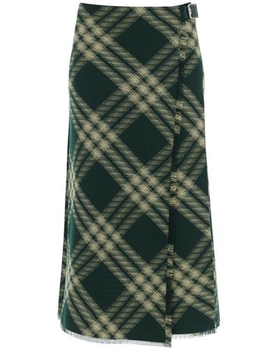 Burberry Maxi Kilt With Check Pattern - Green