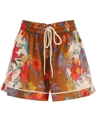 Zimmermann 'Ingwer' Shorts mit Blumenmotiv - Rot