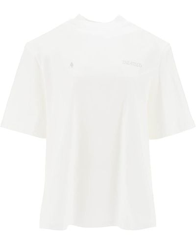 The Attico Het Attico Kilie Oversized T -shirt Met Gewatteerde Schouders - Wit