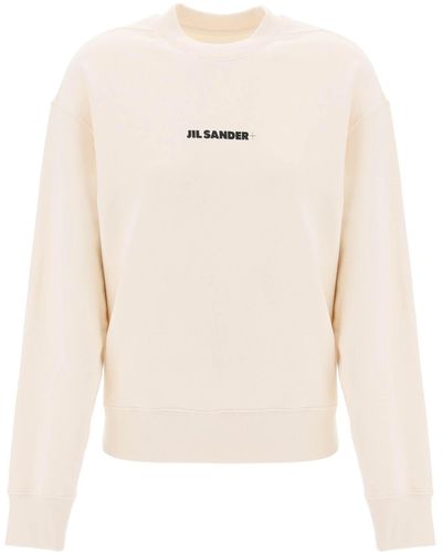 Jil Sander Crew Neck Sweatshirt avec imprimé logo - Blanc