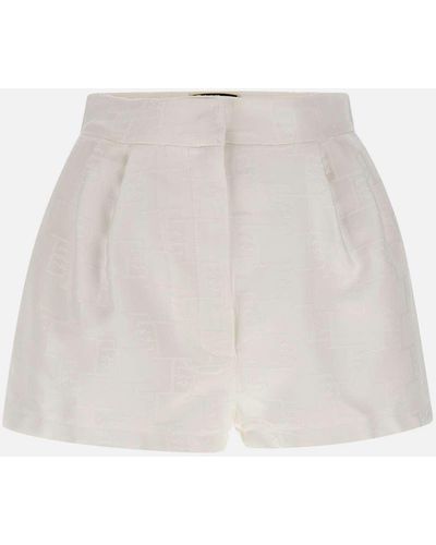 Elisabetta Franchi Daily Jacquard Satin Logo Shorts - Blanc