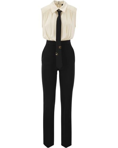 Elisabetta Franchi Crepe y traje de combinación de viscosa con corbata - Negro