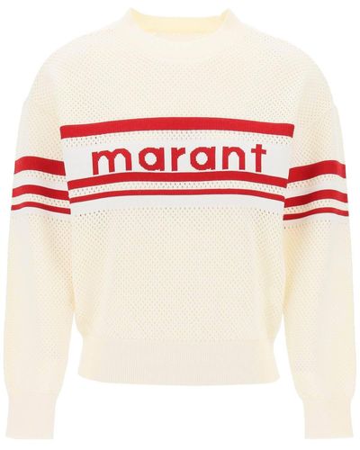 Isabel Marant "Arwen Logo Perforated Treater Pullover - Rouge