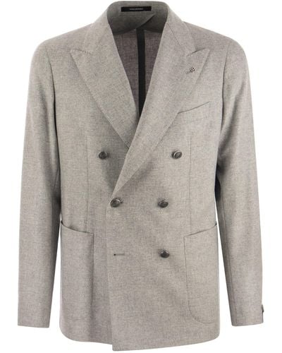 Tagliatore Montecarlo Double Pinted Wool and Cashmere Veste - Gris