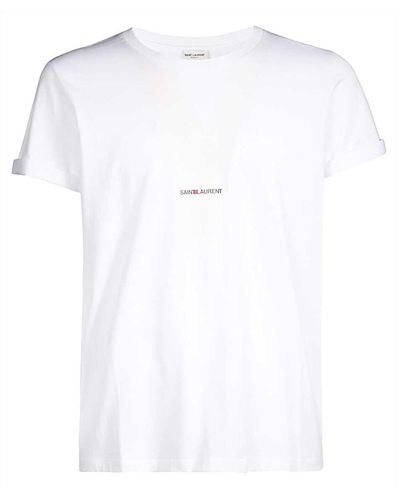 Saint Laurent Baumwoll -T -Shirt - Weiß
