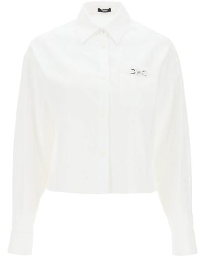 Versace Camicia Cropped Barocco - Bianco