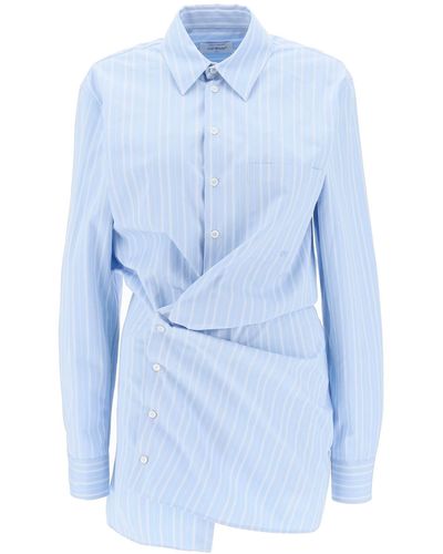 Off-White c/o Virgil Abloh Striped-poplin Mini Shirt Dress - Blue